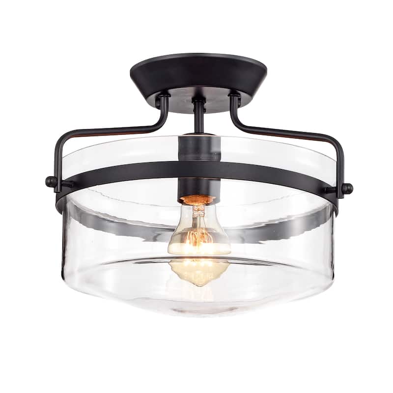Merwin Matte Black Semi-Flush Ceiling Lamp 1-Light - Black