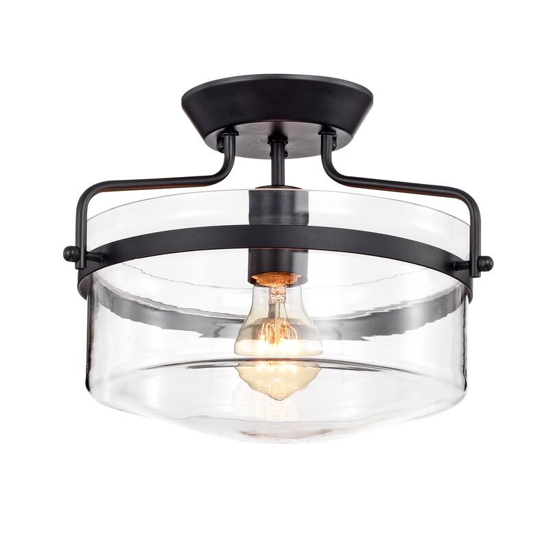 Merwin Matte Black Semi-Flush Ceiling Lamp 1-Light - Black