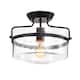 Merwin Matte Black Semi-Flush Ceiling Lamp 1-Light - Black