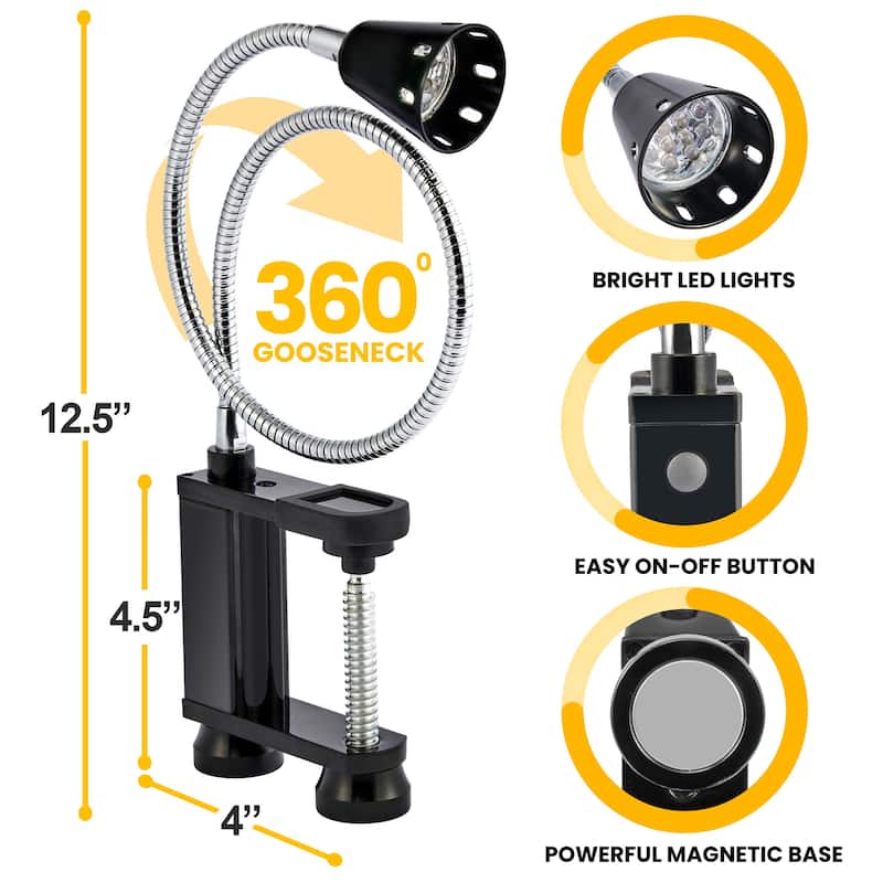 LED Concepts 360 Degree Flexible Gooseneck BBQ Grill LED Lights with Magnetic Base - Weather Resistant