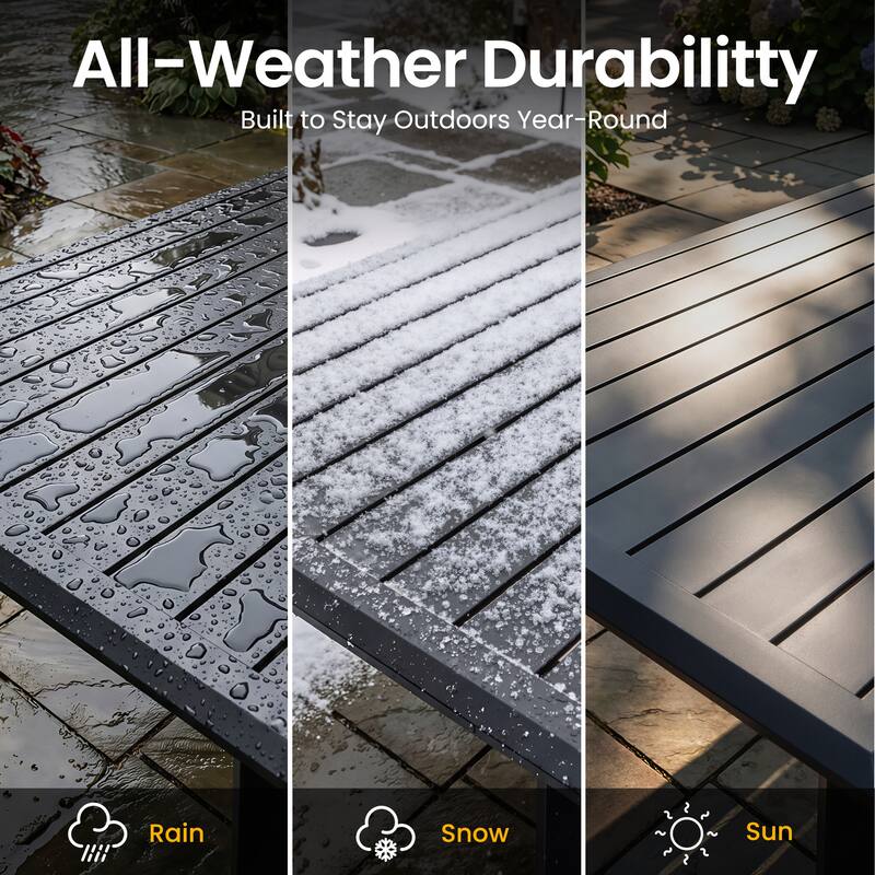 7/9/11 Piece Patio Dining Set Outdoor All-Weather Aluminum Dining Table with Umbrella Hole and Stackable Chairs