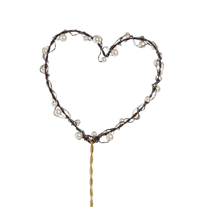 Transpac Wire Heart Pick w/Pearls Home Decorations Valentines