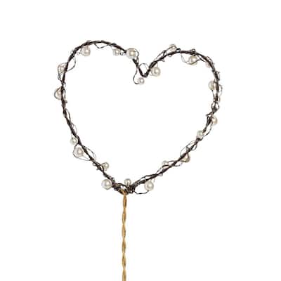 Transpac Wire Heart Pick w/Pearls Home Decorations Valentines