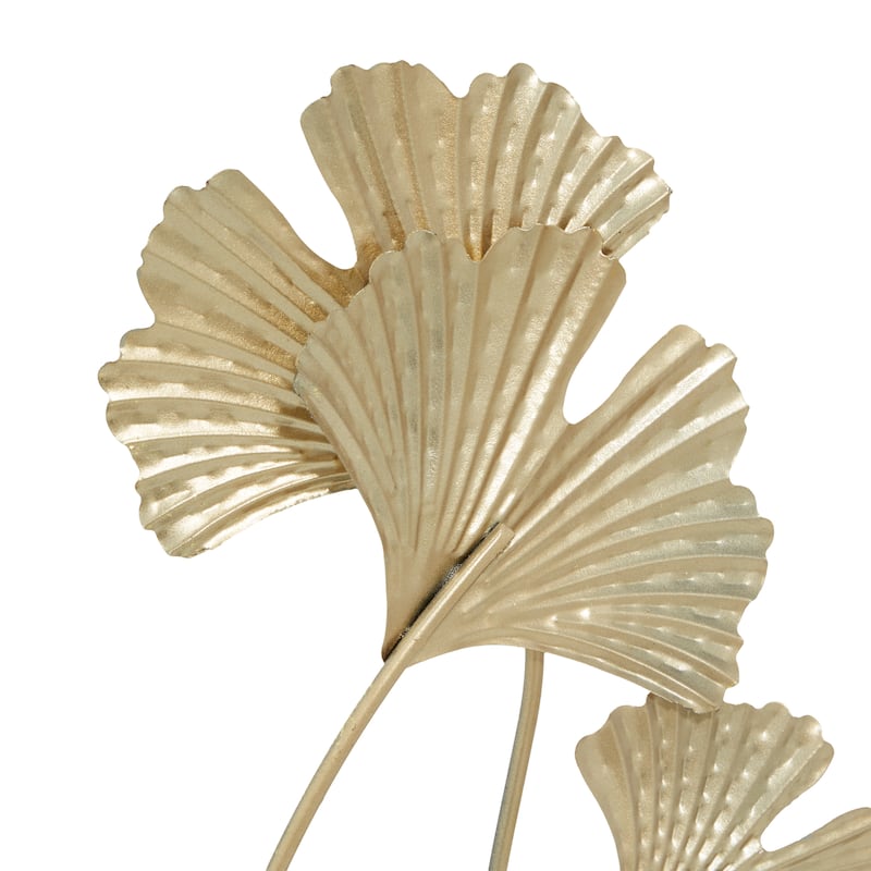 Metal Floral Curved Sculpture - Gold - Roche River Decor - 6"W x 18"L x 22"H