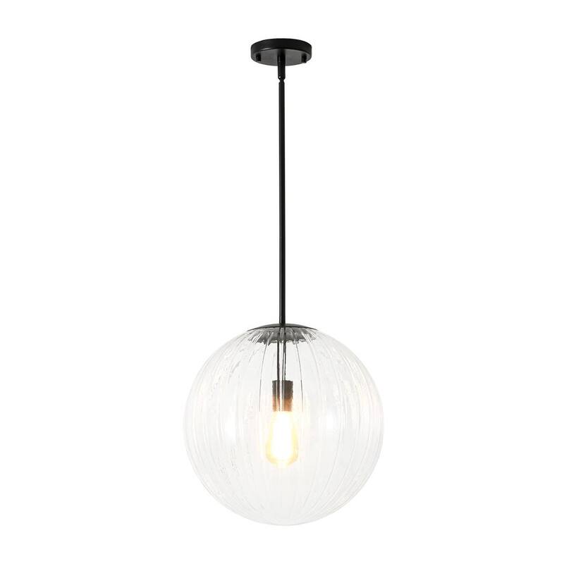 Modern Chic 1-Light Dimmable Striped Glass Sphere Pendant - 15.0 in