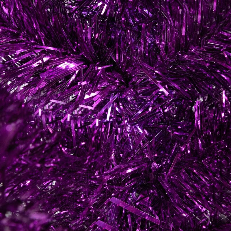4' Purple Artificial Tinsel Christmas Tree, Unlit - 4 Foot