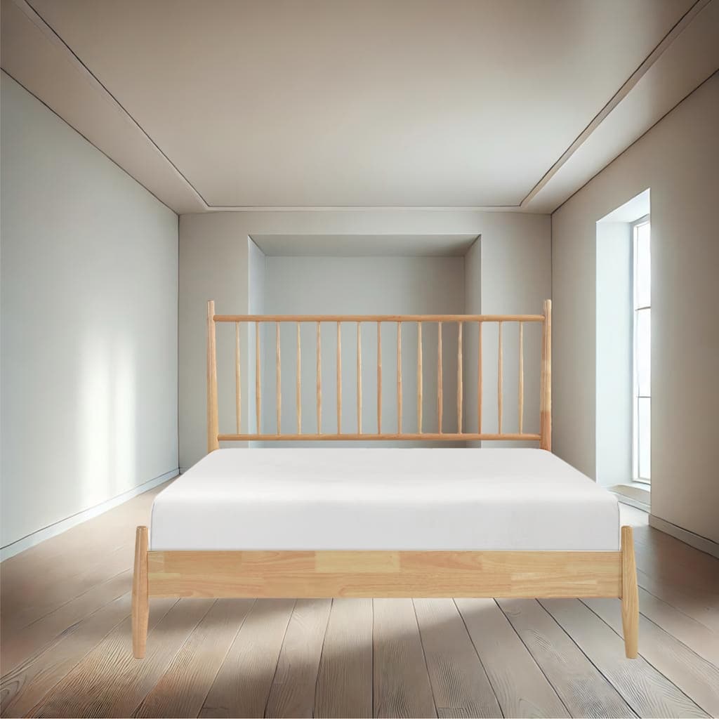 Queen/Full Mid-Century Modern Platform Bed with Headboard, Footboard & Slats, Easy Assembly