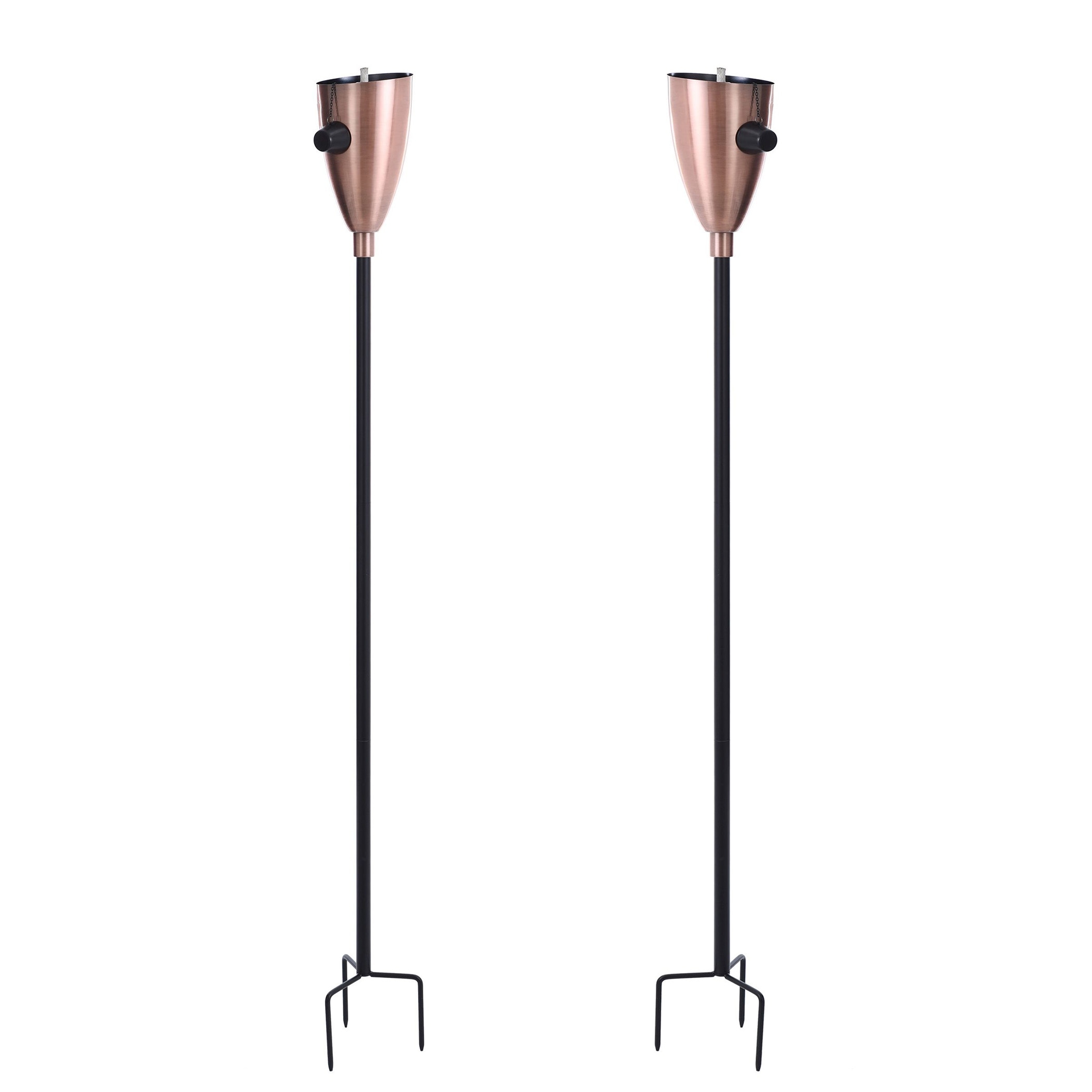 Set of Two Patio Torches - Outdoor - Copper and Black Metal Finish - Bed  Bath \u0026 Beyond - 39385199, image size:2100x2100