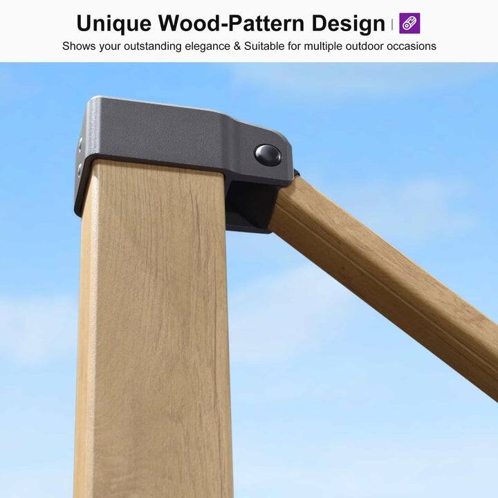 PURPLE LEAF 10ft Wood Grain Premium Patio Cantilever Umbrella