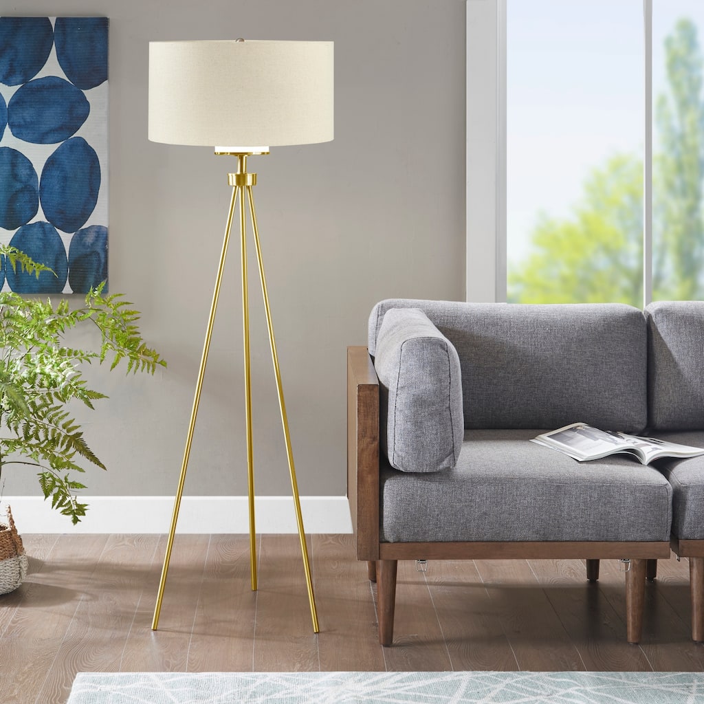 INK+IVY Pacific Metal Tripod Floor Lamp with Glass Shade