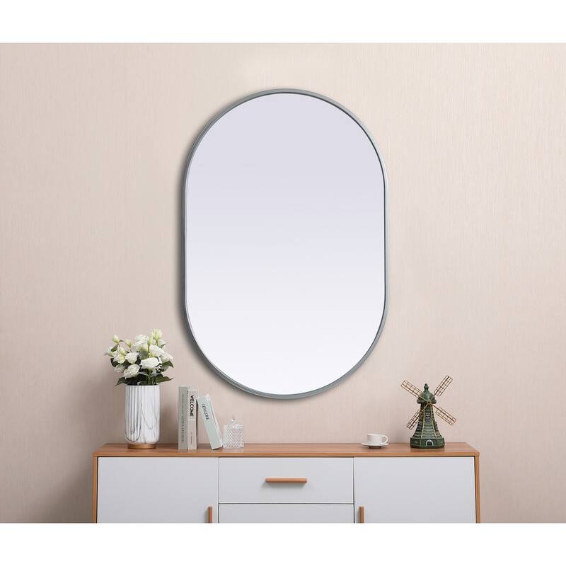Indigo Home Metal Frame Oval Mirror 24x36 Inch