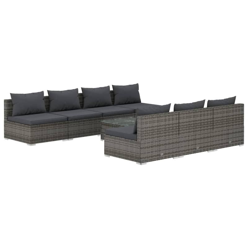 vidaXL Patio Lounge Set Outdoor Sectional Sofa Set Table Garden Poly Rattan - 27.6" x 27.6" x 23.8"