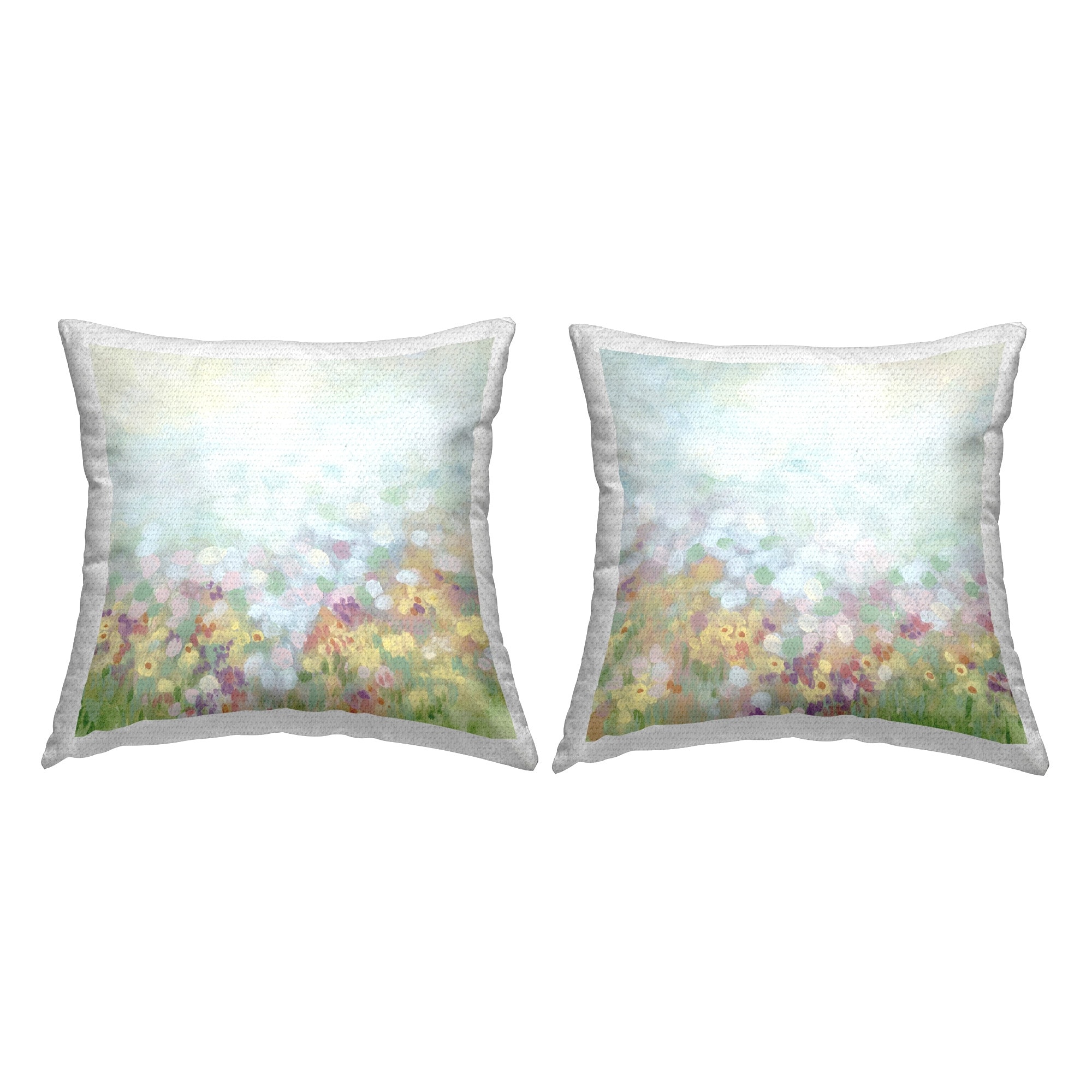 Stupell Pastel Spring Flower Field Printed Outdoor Throw Pillow Design by June Erica Vess (Set of 2)