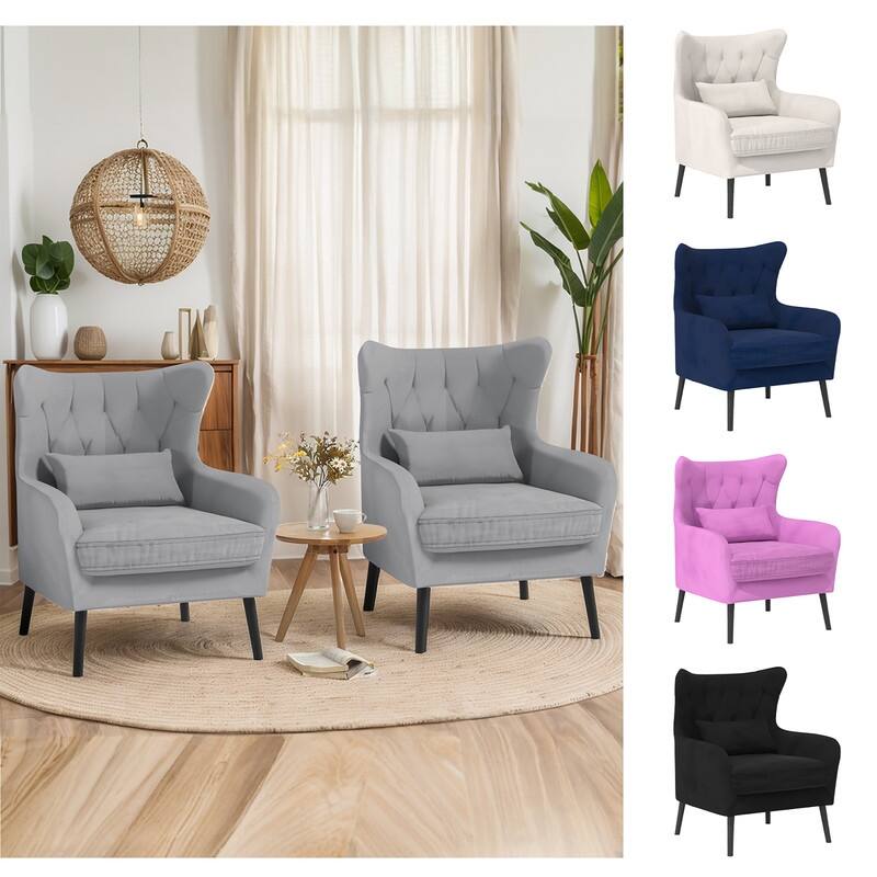 Velvet Accent Chair Upholstered Comfy Thick Cushion For Living Room