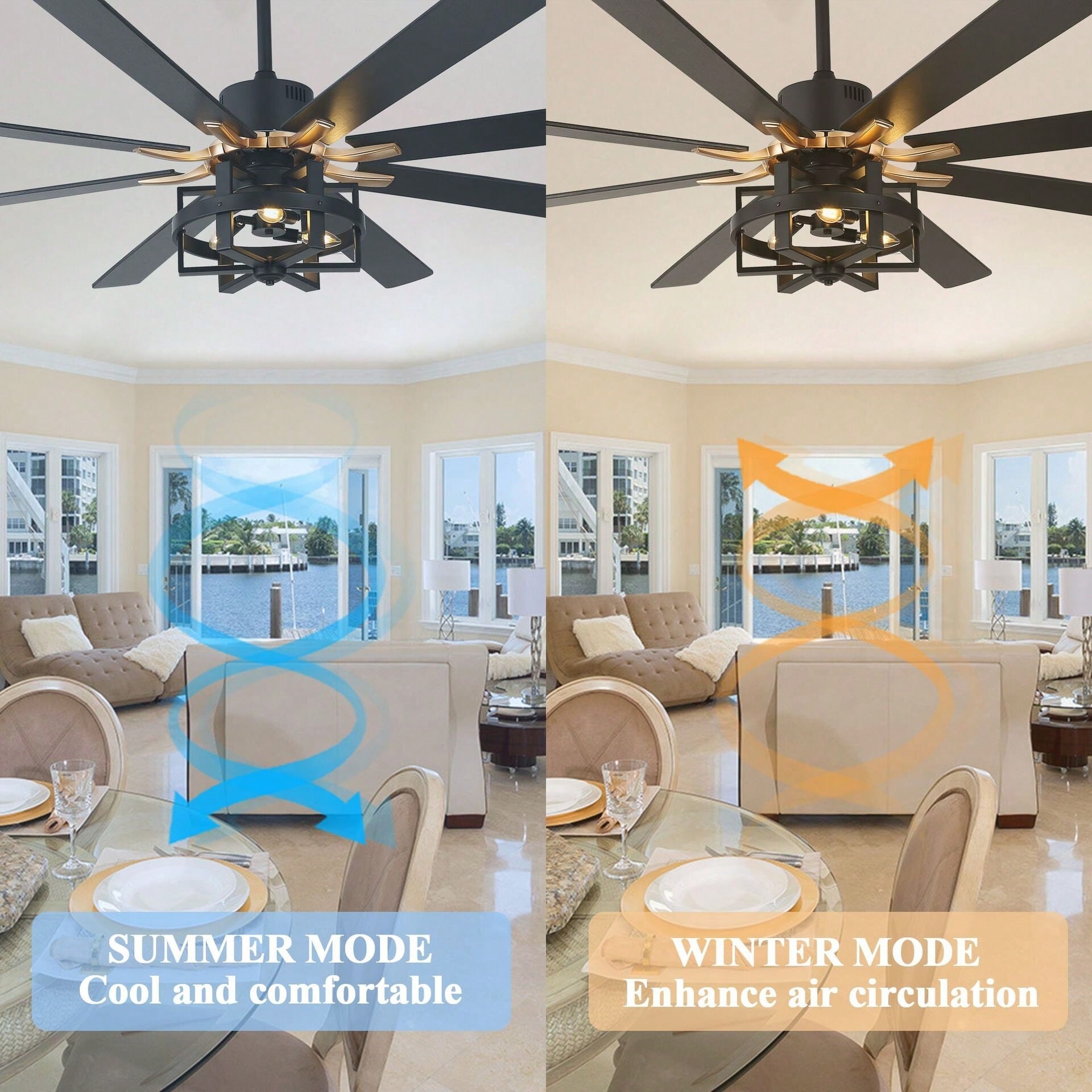 Cusp Barn 65in. Industrial Large Caged Ceiling Fan with