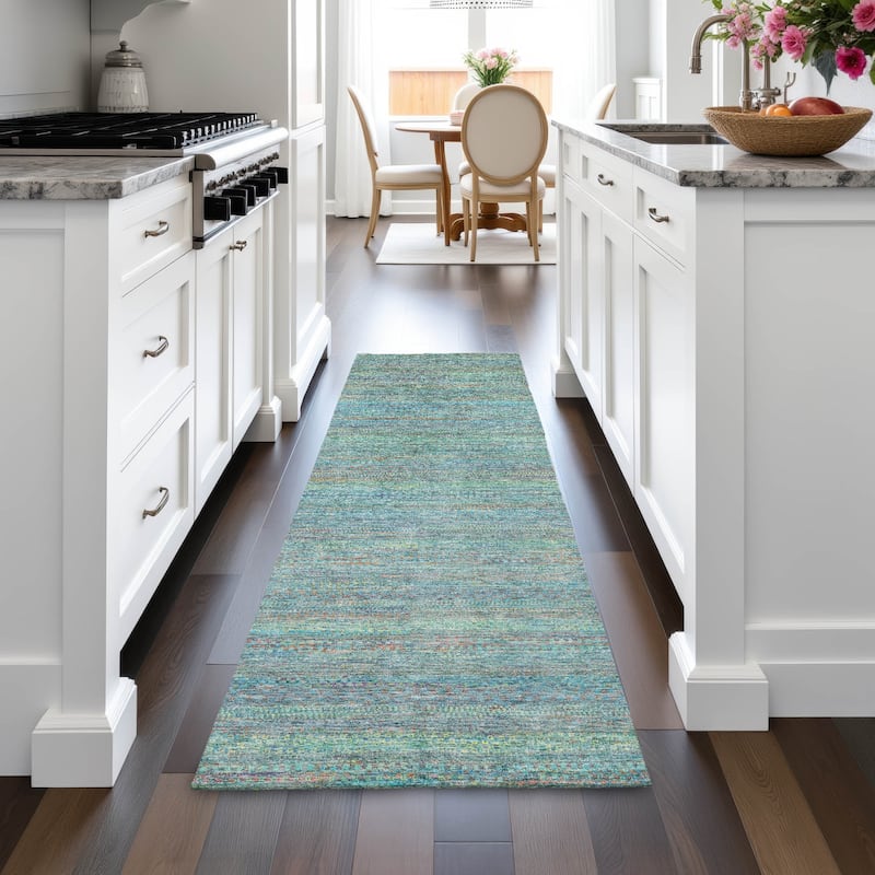Machine Washable Indoor/Outdoor Modern Stripes Chantille Rug
