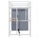 preview thumbnail 74 of 77, Twin/Full Size Loft Bed with Bulit-in Desk and LED Light, Metal Loft Bedframe with Wardrobe, Storage Shelves and Power Outlet