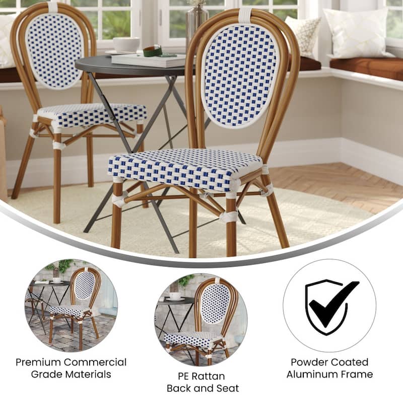 All-Weather Commercial Paris Chair with Black Metal Frame