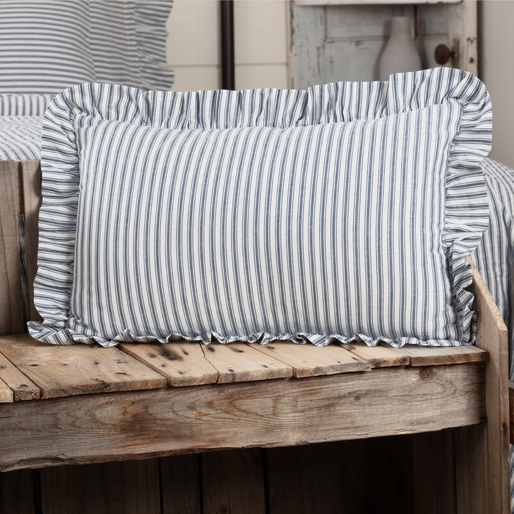 Yarn Dyed Cotton Decor Throw Pillow Cover and Pillow Insert Set in Awning Stripe Pattern - Becky Cameron, Awning Stripe Gray