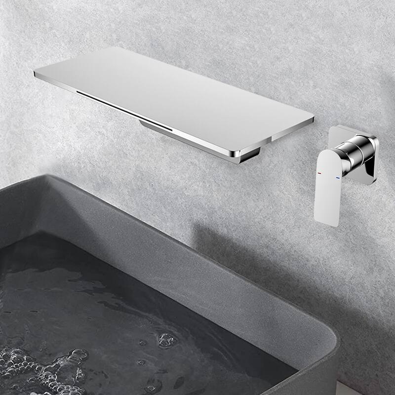 YASINU Waterfall Bathroom Sink Faucet 1- Handle Wall Mount Lavatory Faucet