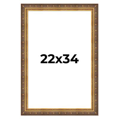 22x34 Frame Vintage Gold Solid Wood Picture Frame | 2.5 Inch Moulding