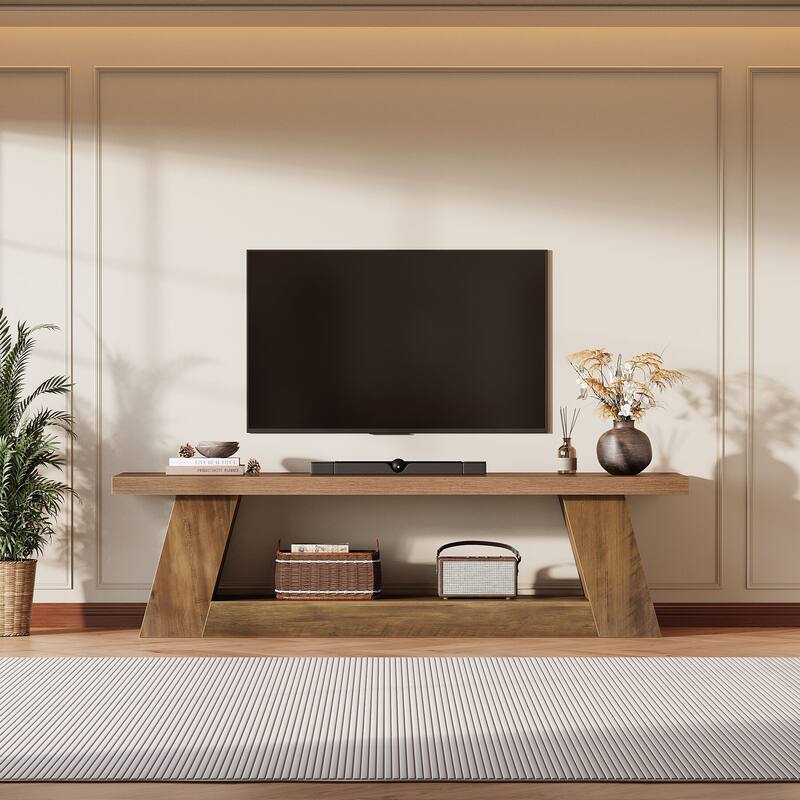 63" TV Stand for 55/60/65/75-Inch TVs, Rustic Media TV Console