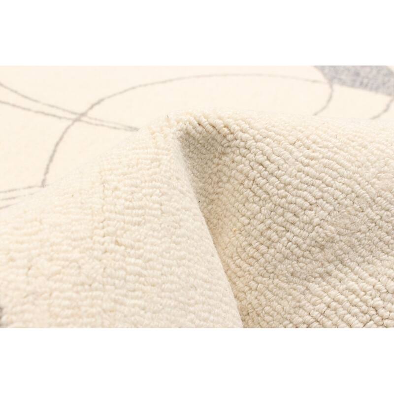 ECARPETGALLERY Hand Tufted Timeless Cream Wool Rug - 5'0 x 8'0