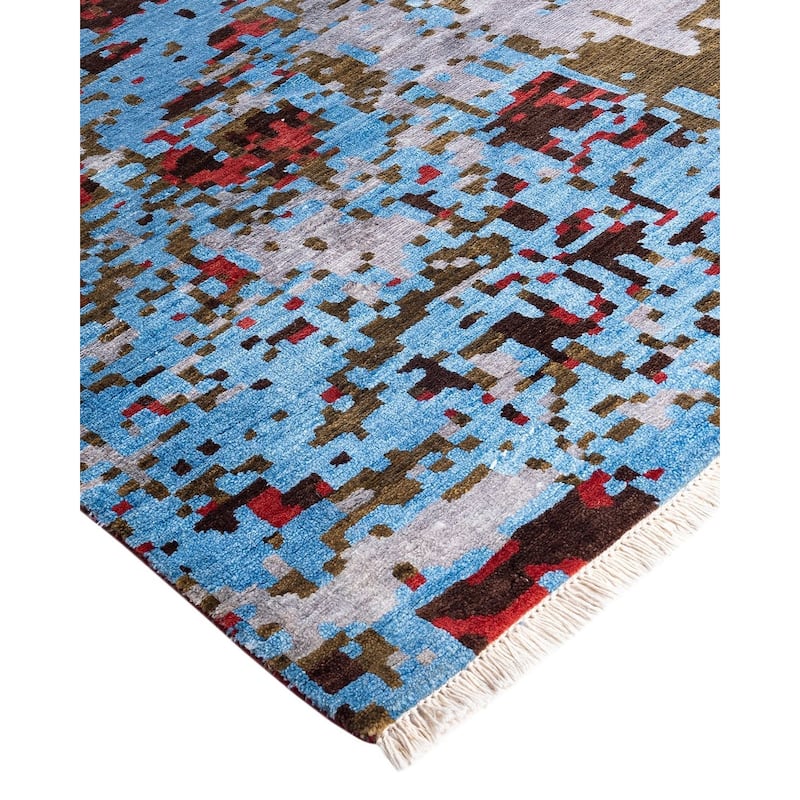 Ikat One-of-a-Kind Hand-Knotted Area Rug - Red, 8' 1" x 10' 0" - 8' 1" x 10' 0"