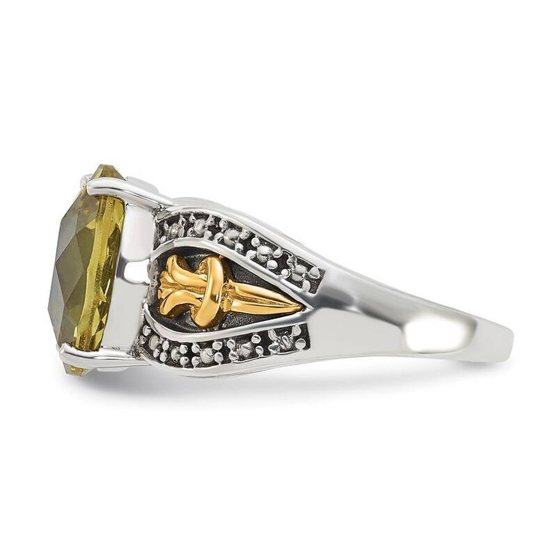 Curata 925 Sterling Silver With 14k 3.30Lemon Quartz Ring