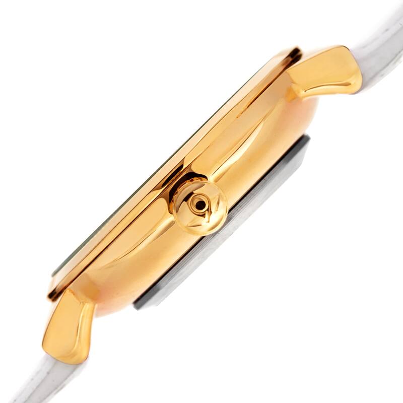 Burgi Ladies Sparkling Floral White Leather Strap Watch