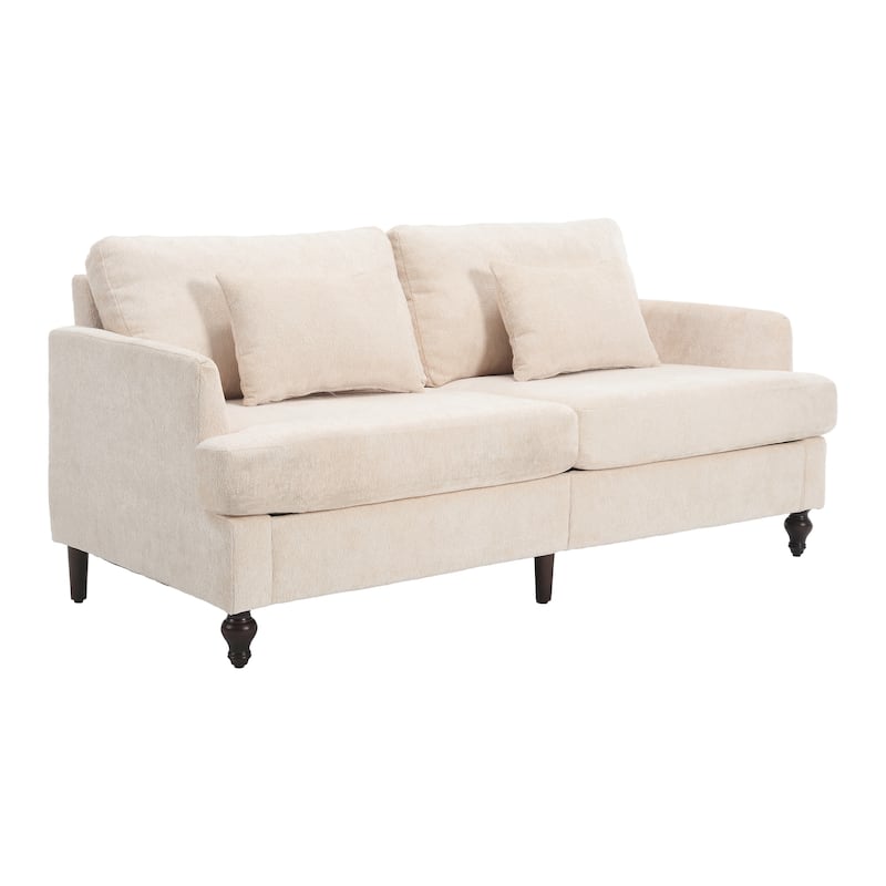 Chenille Fabric Loveseat Sofa, 2-Seater Sofa Couch with Extra Deep Seats, Upholstered Lounge Sofa with Wood Legs