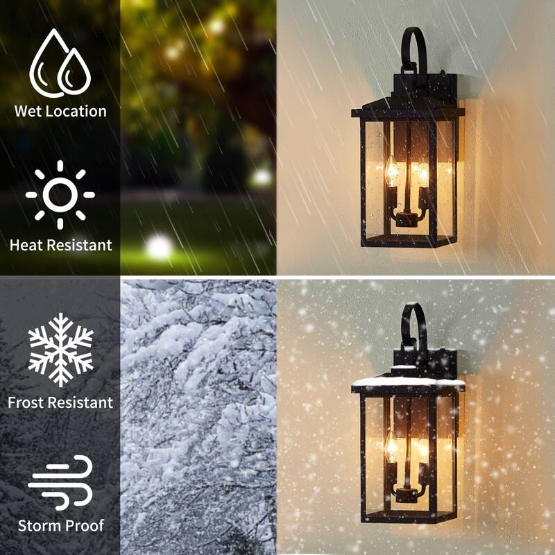 KAWOTI Traditional Dusk to Dawn Outdoor Lantern Wall Sconce - W8.25" x H19.75" x D9.5"