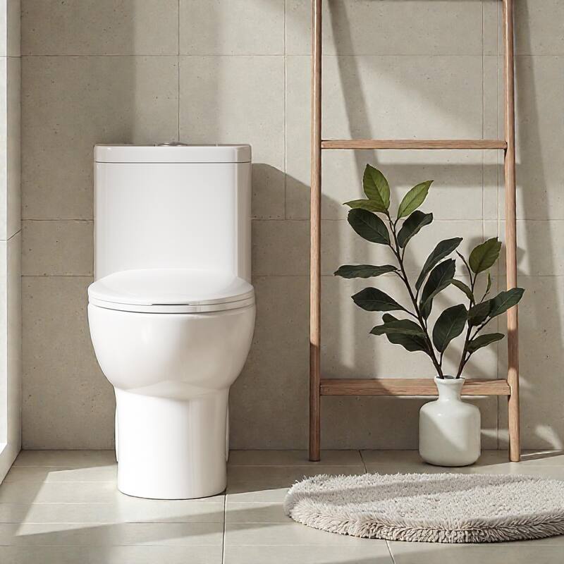One Piece Tornado Flush Toilet ADA Height 17 Inch. Dual Flush 1.1 1.6 GPF. Rimless Bowl. Soft Close Seat