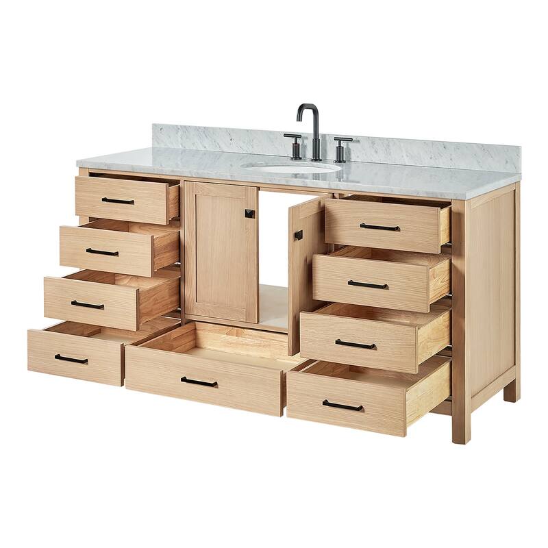 Ariel A067SCW2OVO Cambridge 67" Free Standing Single Basin Vanity Set