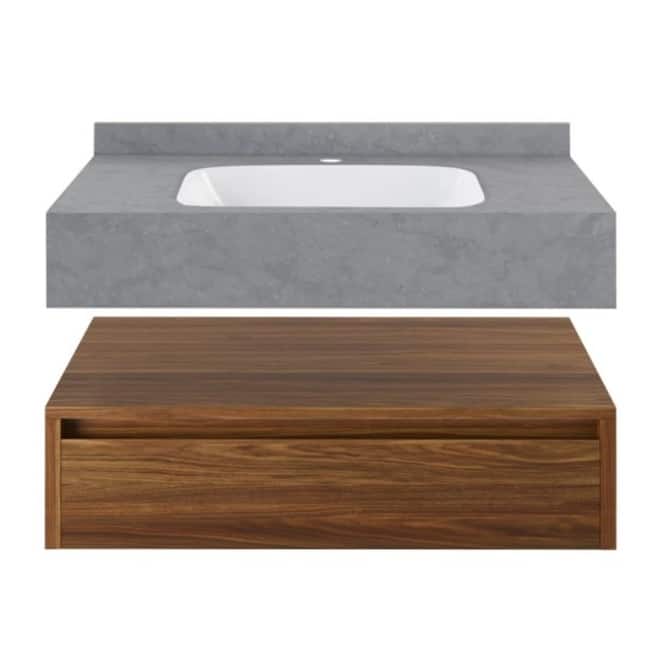 Swiss Madison SM-BV4906 Avancer 36" Wall Mounted Single Basin Vanity - Brown Oak / Charcoal Grey