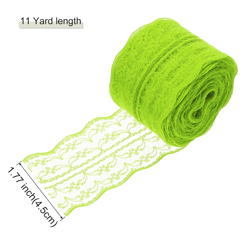 1.8 Inch Wide 11 Yard Lace Ribbon Floral Pattern Red Lace Trim Ribbon - Green