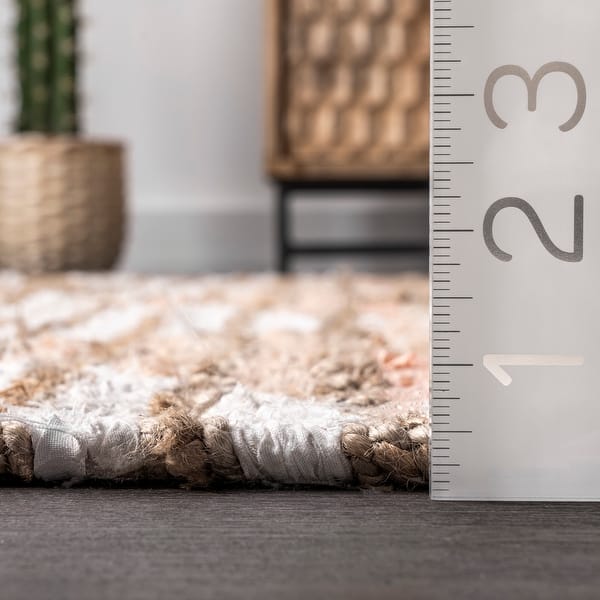 dimension image slide 3 of 4, Nuloom Hand Braided Marla Denim And Jute Diamonds Area Rug