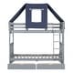 preview thumbnail 19 of 56, Twin Over Twin Playhouse Style Castle Style Bunk Bed Wooden Bed Frame with Tent and 2 Drawers (No Box Spring Needed)