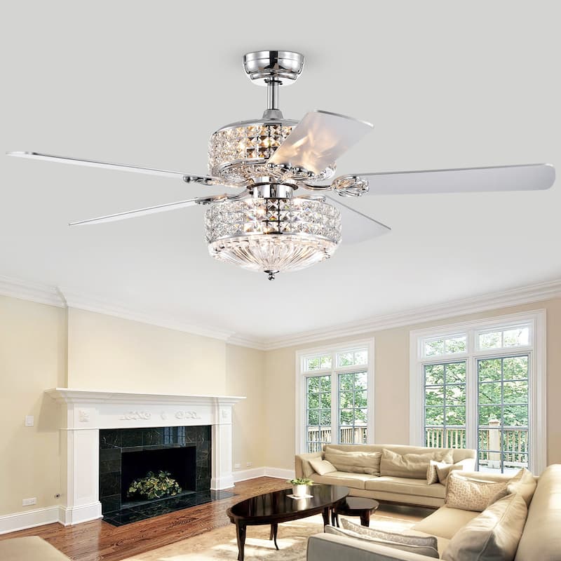 Germane Chrome Dual Lamp 52-inch Ceiling Fan with Crystal Shades