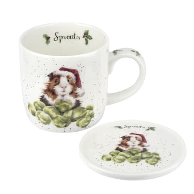 Royal Worcester Wrendale Designs Mug and Coaster Set Christmas