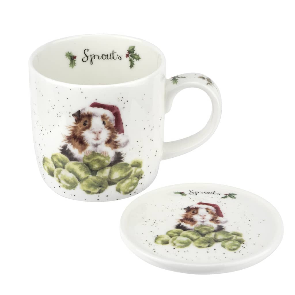Royal Worcester Wrendale Designs Mug and Coaster Set Christmas