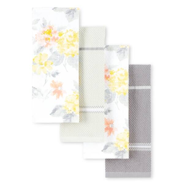 Martha Stewart Valley Plaid Kitchen Towels 2-Pack - Yellow, 100% Cotton, 16x28 Inches, Absorbent & Machine Washable
