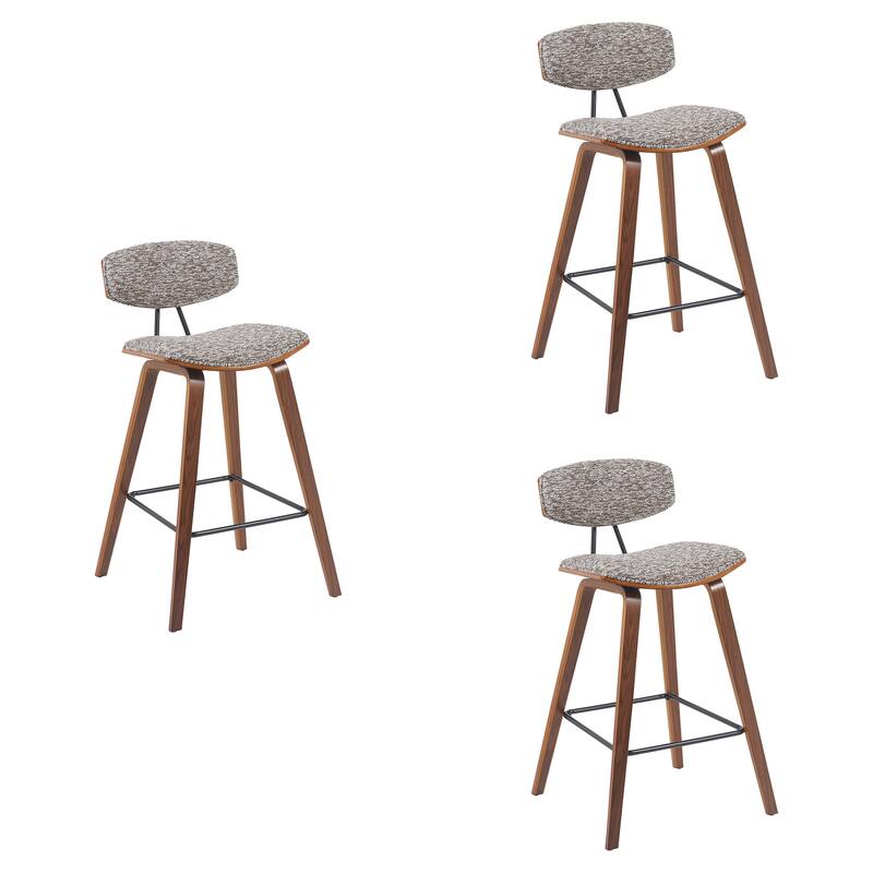 Fox Mid-Century Bar Stool, Upholstered Counter Height Chair with Bentwood Legs