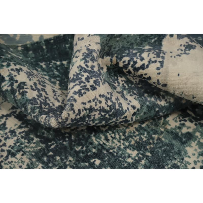 Hand Knotted Oriental Viscose Silk Carpet Modern All-Over Multi-Colored Abstract Area Rug - 7' 11'' X 4' 11''