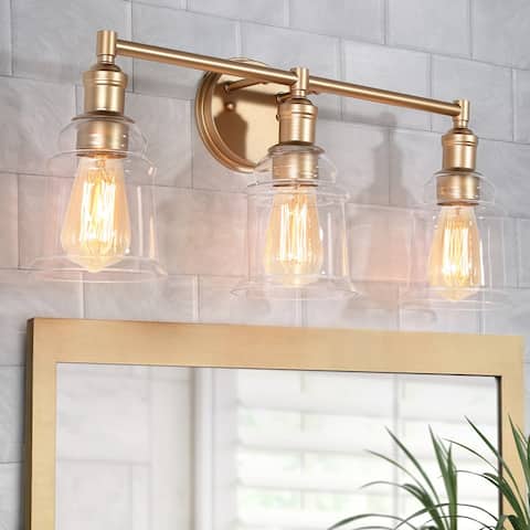 Modern Gold Bathroom Vanity Lights 3-light Glass Wall Sconces - Antique Gold - L23"x W 6.5"x H 10.5"