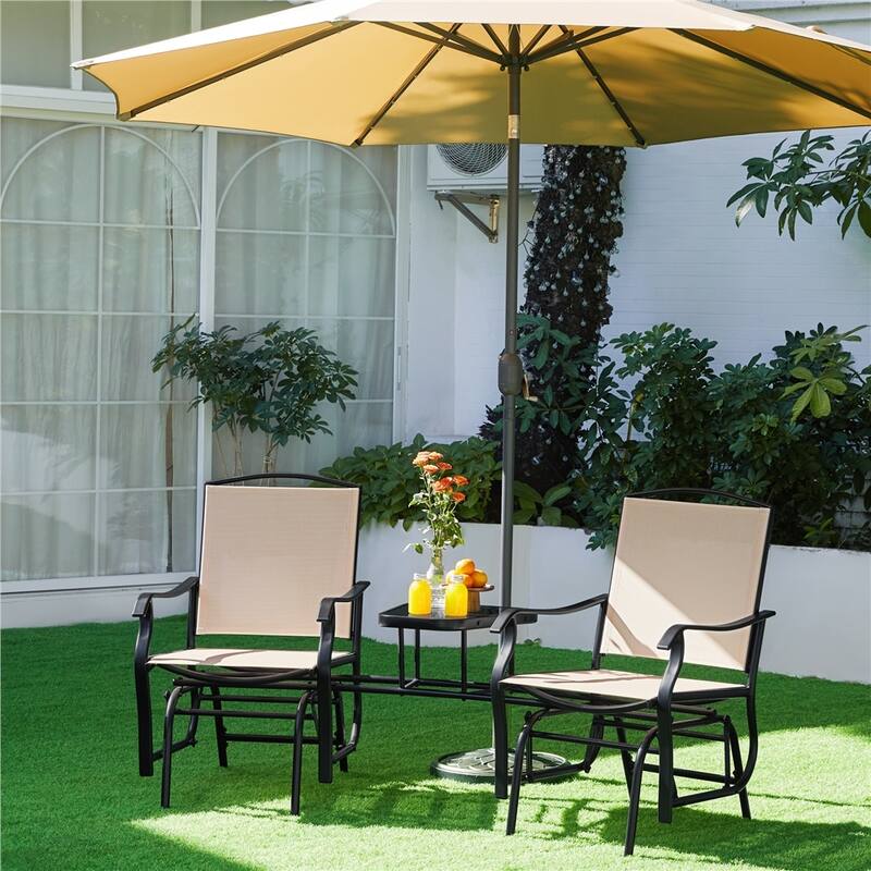 Yaheetech 2-Person Patio Glider with Table Swing Glider Chair