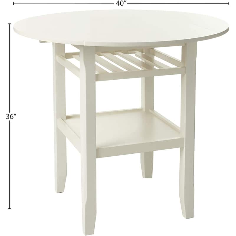 Counter Height Wood Table in Cream with Storage - 40*40*36