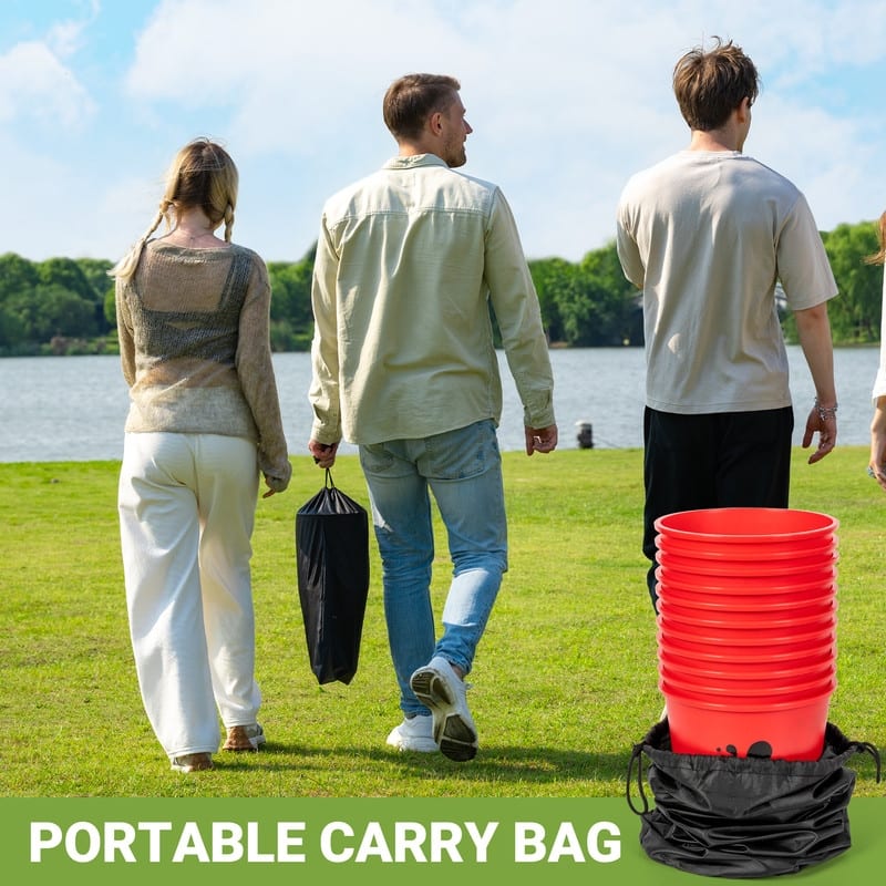 ROPODA Giant Yard Pong, Yard Games with Durable Buckets and Balls, Red