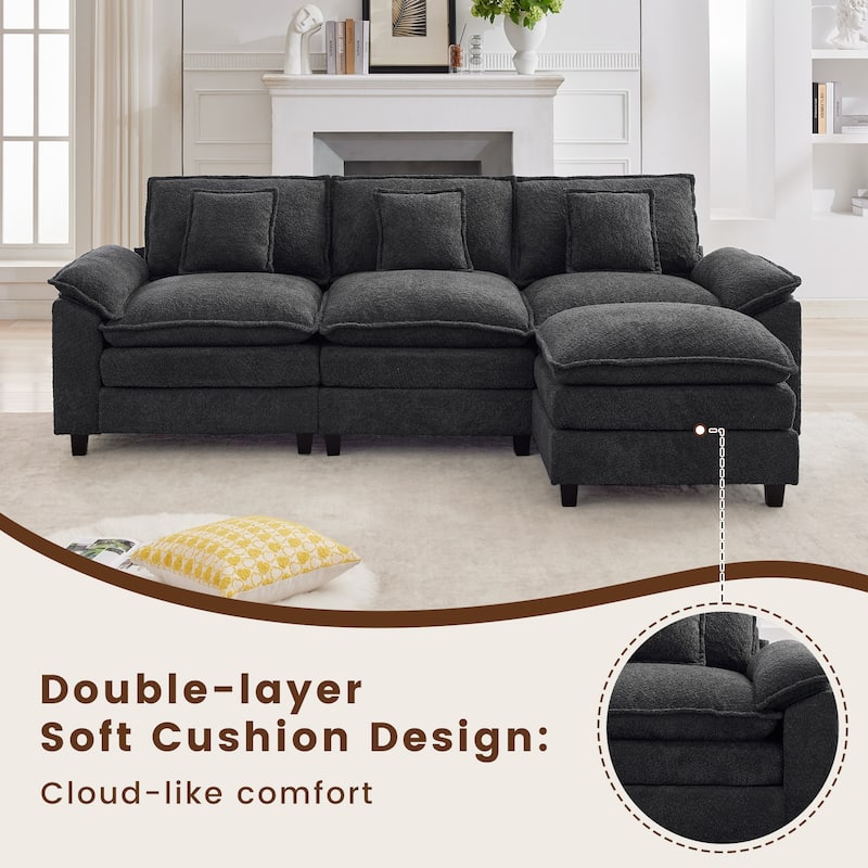 Modular Chenille Sectional Sofa with Ottomans, Deep Seat, Wide Padded Armrests, 2-Seat / 3-Seat / 4-Seat Options