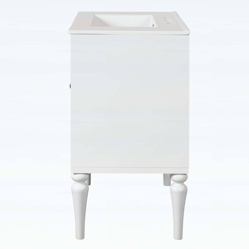Freestanding Single Vanity with Ceramic Sink,with 2 Drawers and Storage Cabinet